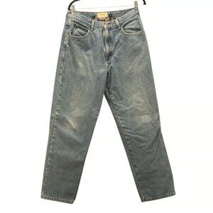 Vintage LL Bean Jeans Mens 33x32 Lightwash MidRise Flannel Lined Suspenders